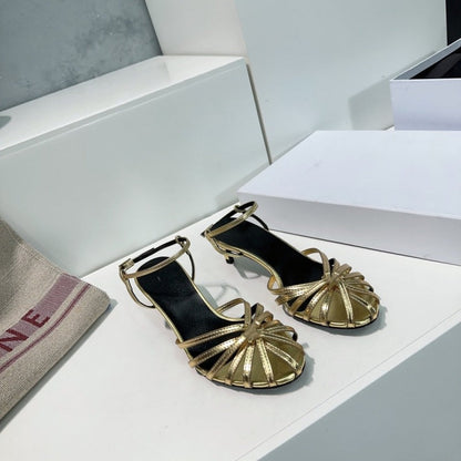 Vintage Weave Hollow-out Roman Style Mid Heel Sandals