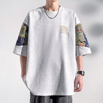 Chinese Style Embroidery Men’s T-Shirt – Cotton Blend | S–XXXL