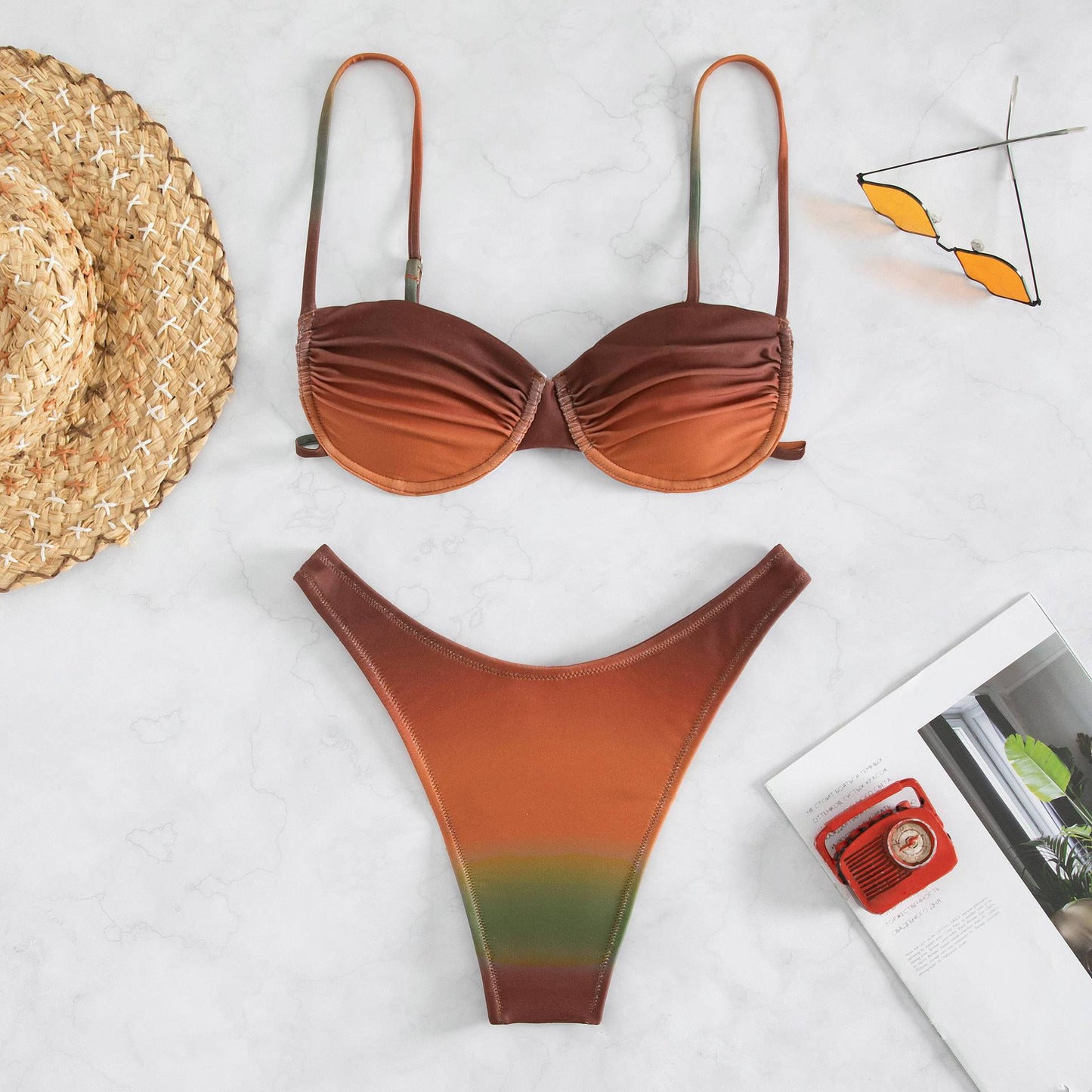 Bikini Three-point Gradient Color Swimsuit
