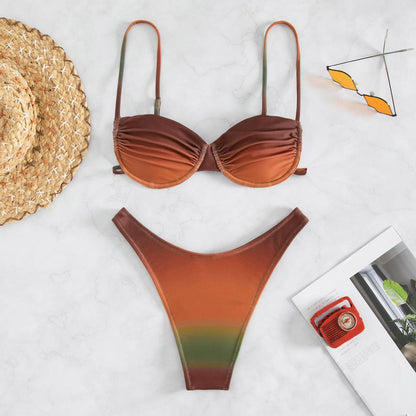Bikini Three-point Gradient Color Swimsuit
