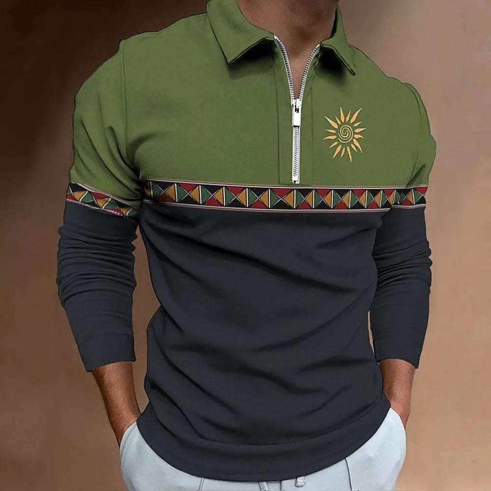 Men's Retro Color Printing Fashion Sports Golf Top Casual T-shirt