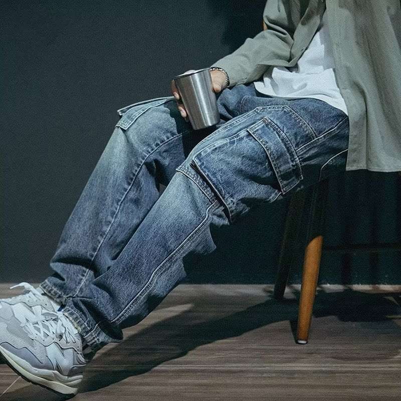 Men's Loose Straight Retro Fashion Brand Stretch Pants