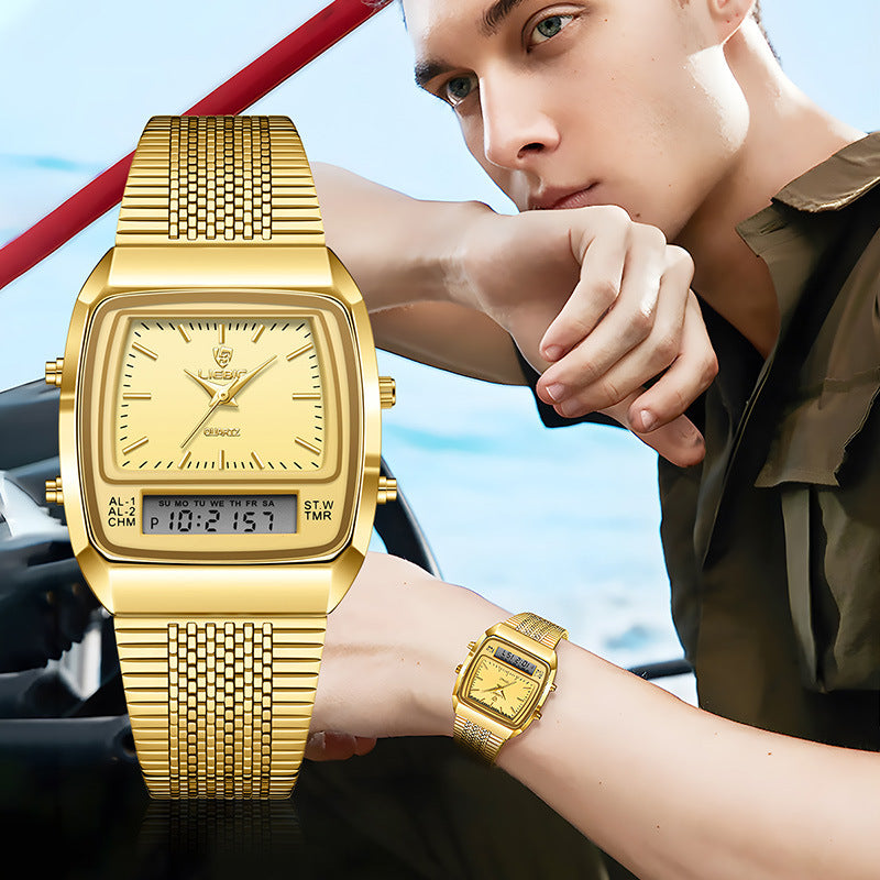 Business Casual Mesh Belt Watch – Waterproof Double Display