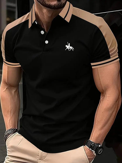 New European And American Men's Daily Casual Printing Lapel Short Sleeve