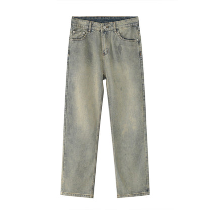 Black And White Basic Simple Jeans Men's Slim Trousers