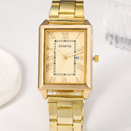 Men's Retro Simple Stylish Square Dial Calendar Quartz Watch