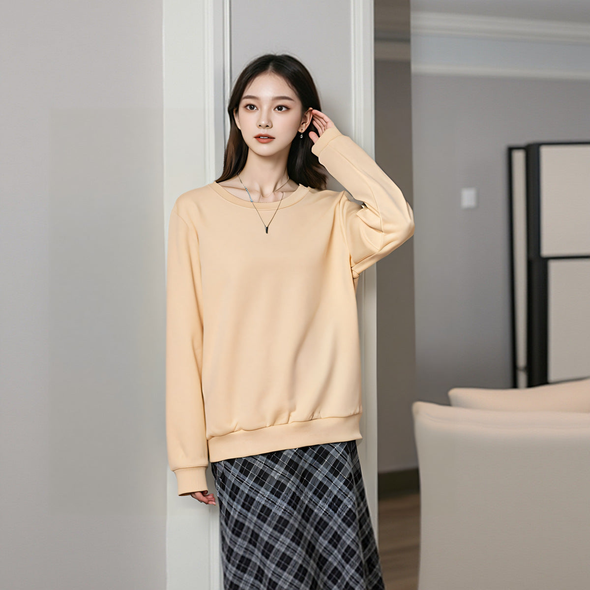 New Long Sleeve Sweater Solid Color Loose Top