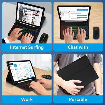 Ipad Protective Case Luminous Bluetooth Keyboard Leather Sheath