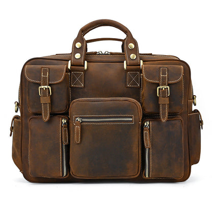 Retro Men's Large Capacity Hand-carrying Genuine Leather Shoulder Messenger Bag