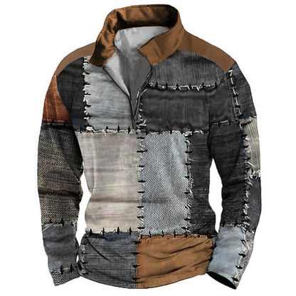 Men's Retro Color Printing Fashion Sports Golf Top Casual T-shirt