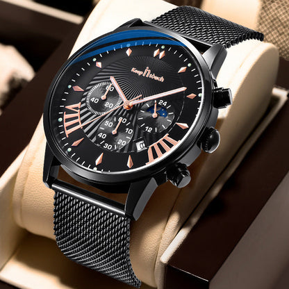 Multifunctional Business Men's Watch Luminous Waterproof Six-pin