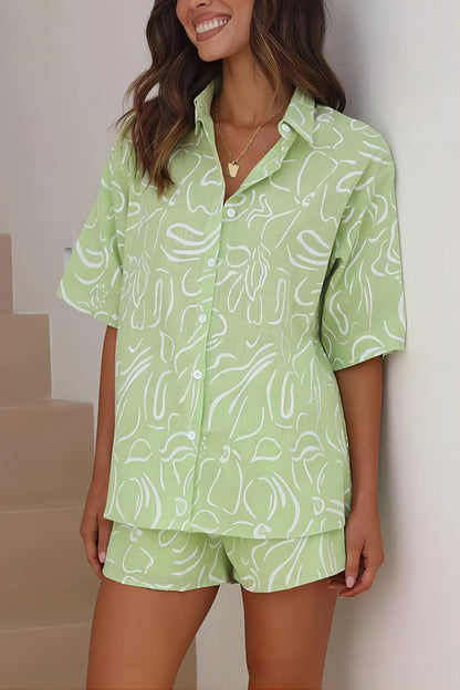 New Loose Casual And Comfortable Women's Short-sleeved Shorts Shirt Two-piece Set