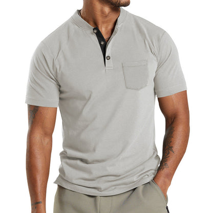 Plus Size Men's Short Sleeve Sleeve Button Pocket