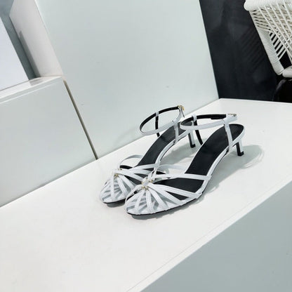 Vintage Weave Hollow-out Roman Style Mid Heel Sandals