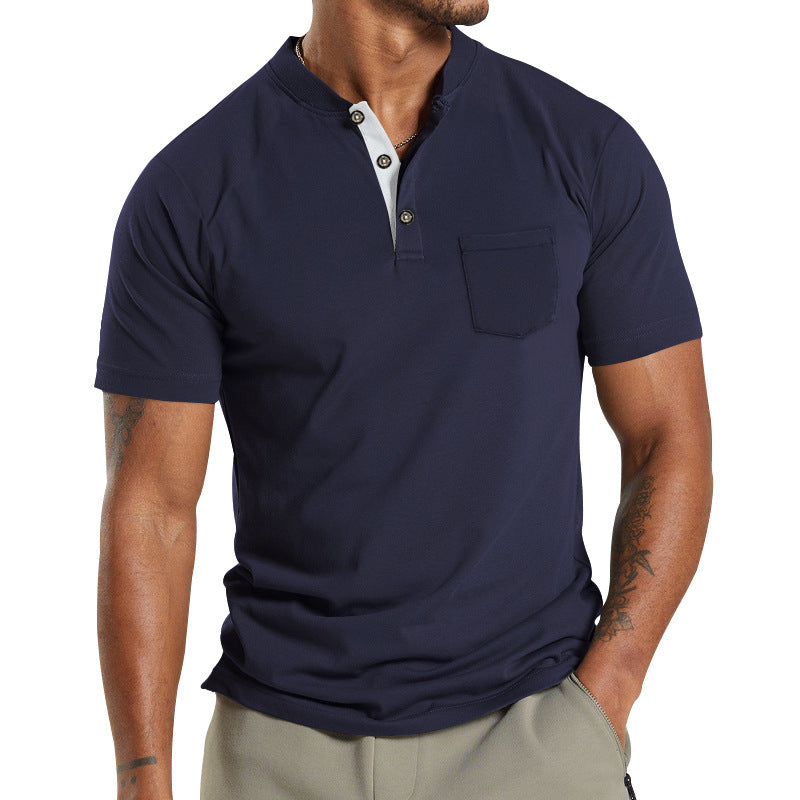 Plus Size Men's Short Sleeve Sleeve Button Pocket