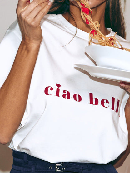 Oversized White T-shirt With Women's Print