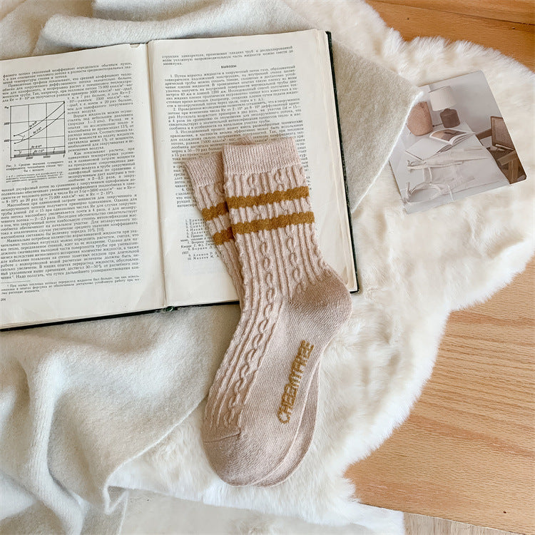 Chaussettes épaisses en laine pour femme – Série jaune en cachemire