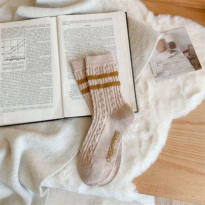 Chaussettes épaisses en laine pour femme – Série jaune en cachemire