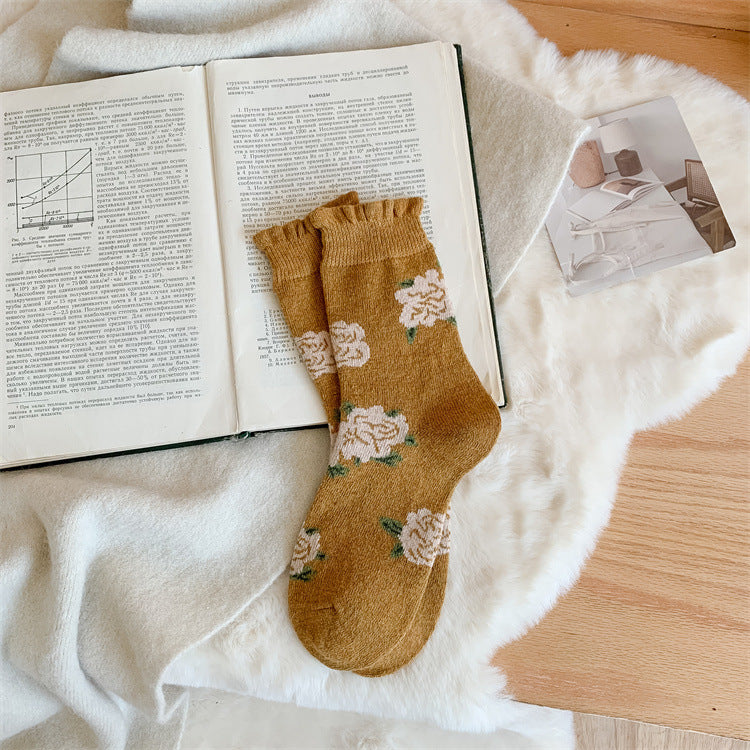 Chaussettes épaisses en laine pour femme – Série jaune en cachemire