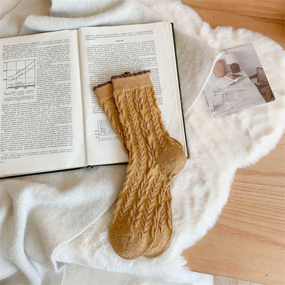 Chaussettes épaisses en laine pour femme – Série jaune en cachemire