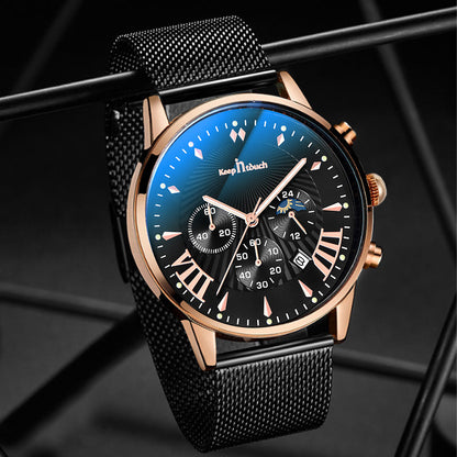 Multifunctional Business Men's Watch Luminous Waterproof Six-pin