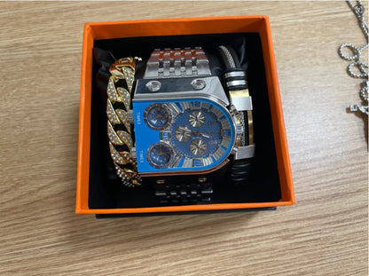 Multi-time Zone Large Dial Luminous Men's Watch