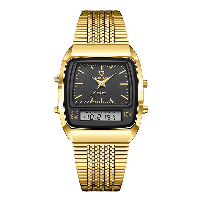 Business Casual Mesh Belt Watch – Waterproof Double Display