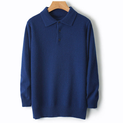 Men's Woolen Sweater Polo Collar Sweater Pullover