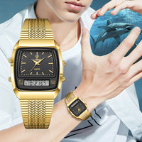 Business Casual Mesh Belt Watch – Waterproof Double Display