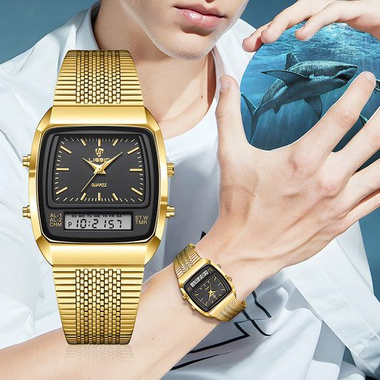 Business Casual Mesh Belt Watch – Waterproof Double Display
