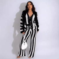 Knitted Sweater Fashion Sexy Cutout Wide Leg Knitted Two-piece Sweater