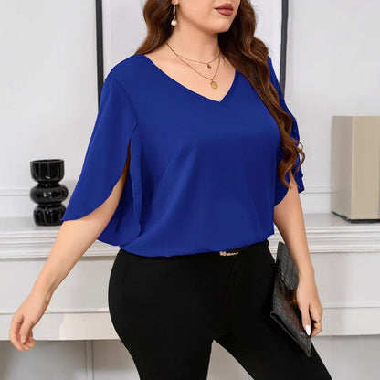 Fashion Solid Color Plus Size T-shirt Loose All-match Plus Size