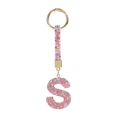 Home Fashion Simple Full Diamond Letter S Keychain