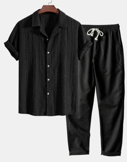 Lapel Casual Short-sleeved Shirt Digital Printing Comfortable Trousers Suit