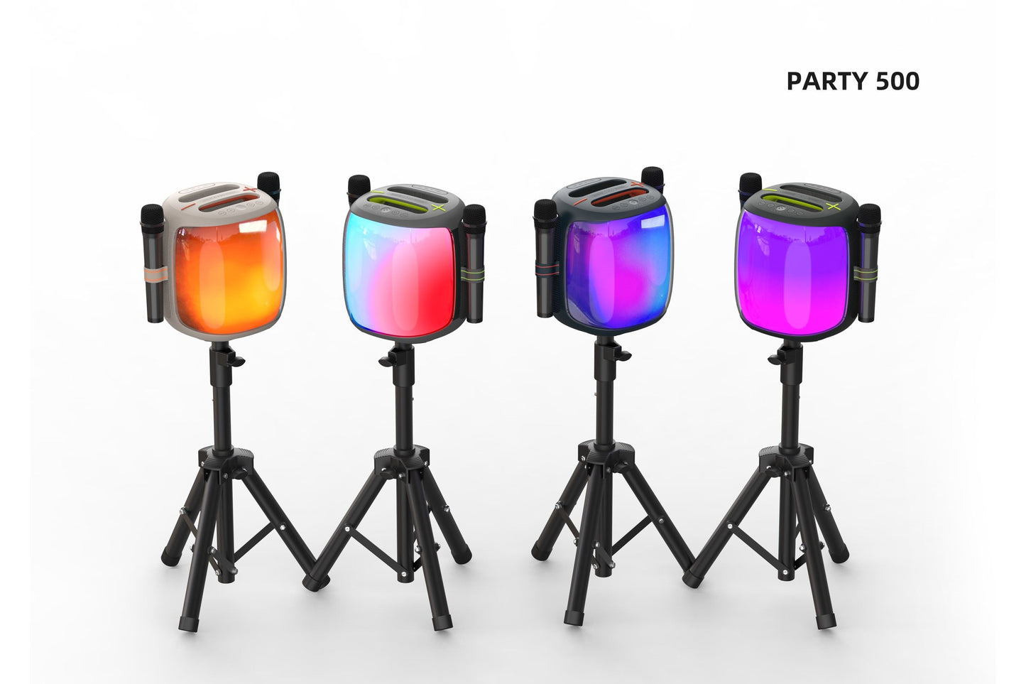 100W Portable Bluetooth Party Speaker with Two Microphones RGB Lights