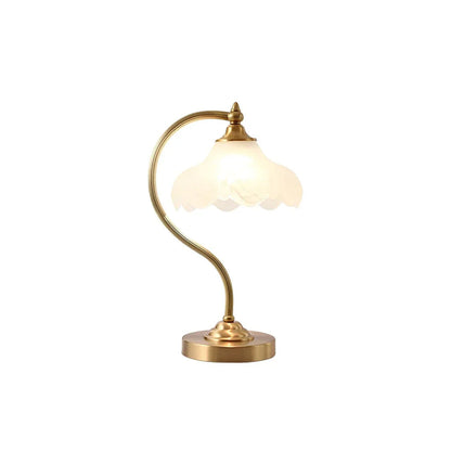 Brass Glass Petal Table Lamp E26 Dimmable 16.5" Gold Base