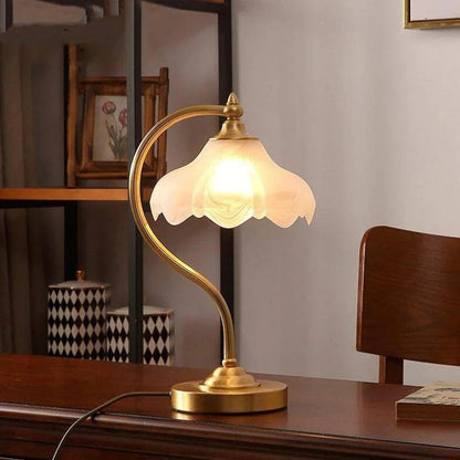 Brass Glass Petal Table Lamp E26 Dimmable 16.5" Gold Base