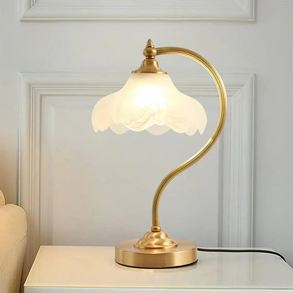 Brass Glass Petal Table Lamp E26 Dimmable 16.5" Gold Base