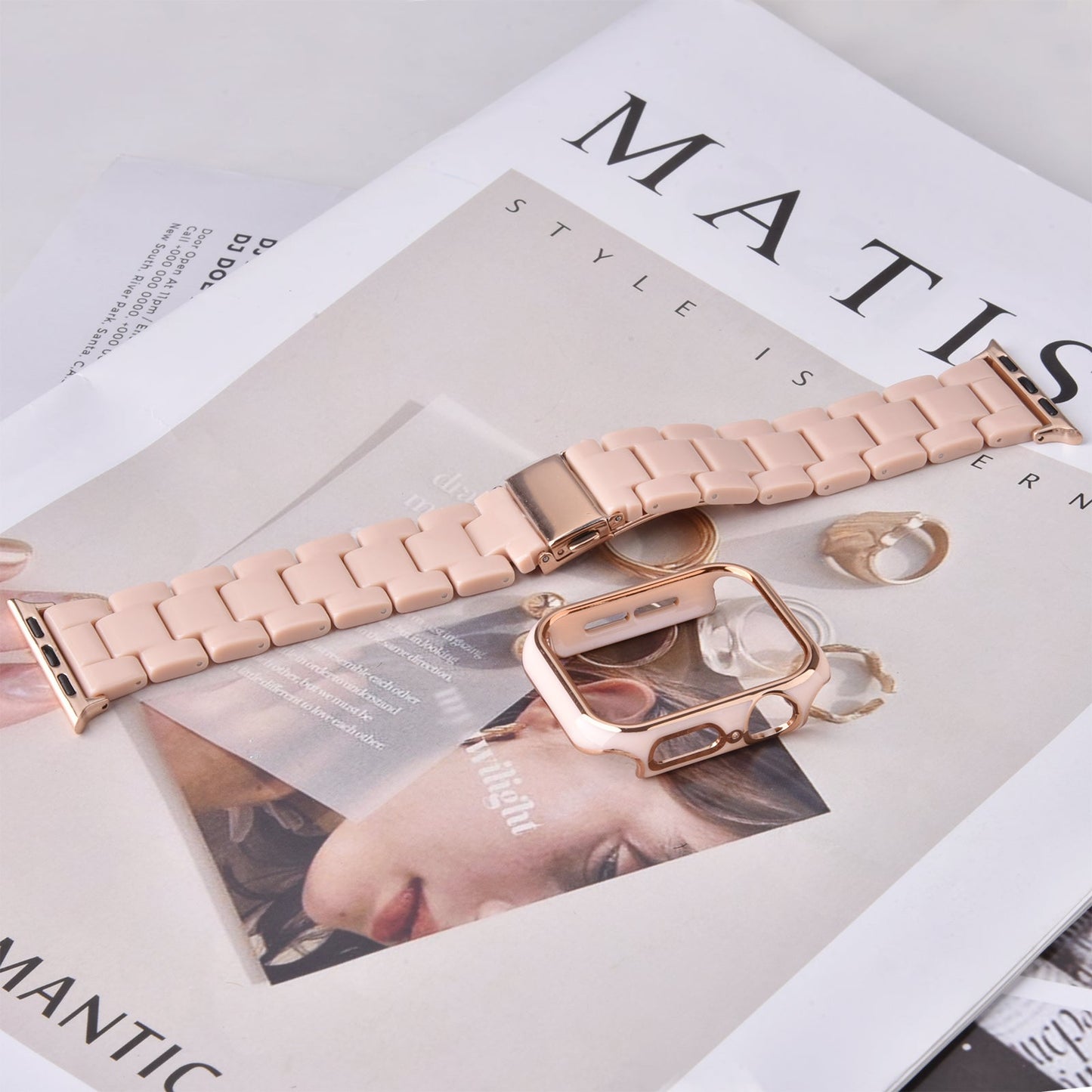 Bracelet en résine avec étui pare-chocs pour Apple Watch 40mm et 44mm