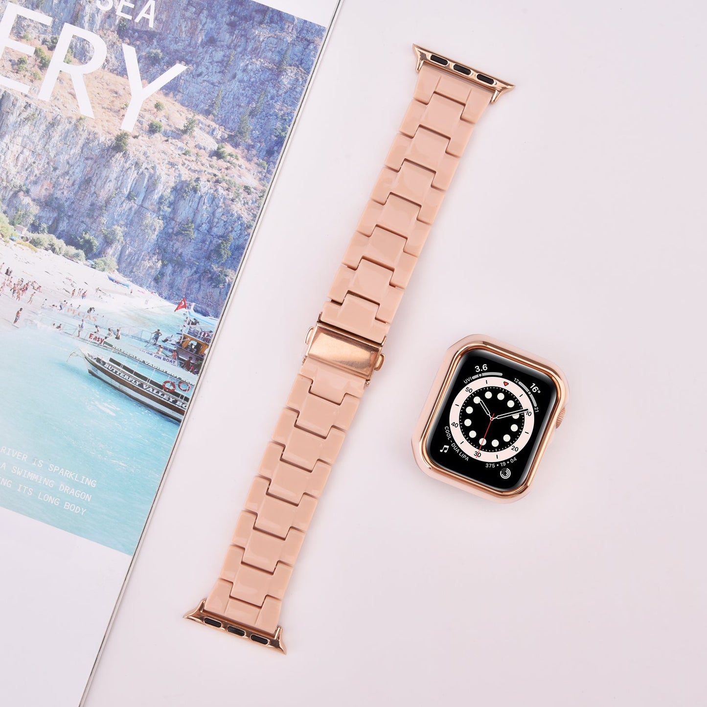 Bracelet en résine avec étui pare-chocs pour Apple Watch 40mm et 44mm