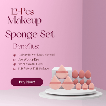 Lot de 12 éponges de maquillage – Houppettes, mini-coussins, éponges beauté pour tous les usages