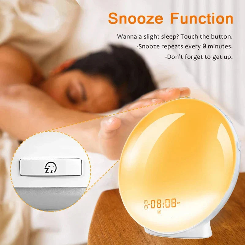 Sunrise Alarm Clock with FM Radio Wake Up Light LED Night Lamp