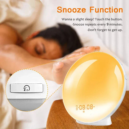 Sunrise Alarm Clock with FM Radio Wake Up Light LED Night Lamp
