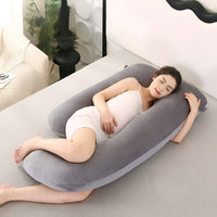 U-Shaped Full Body Pillow Side Sleeper Support Cushion 155cm Grey