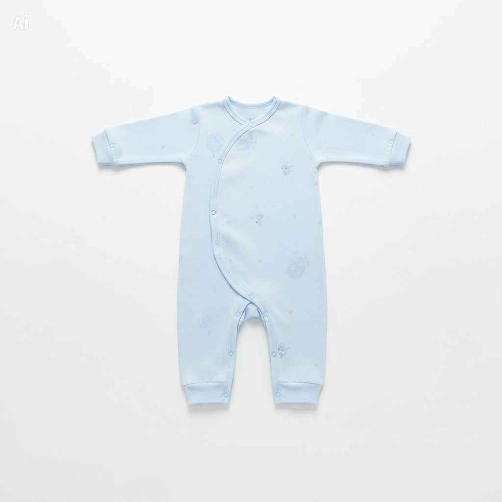 Coffret Cadeau Vêtements de Bébé Nouveau-né Bleu Clair Premium | Ensemble Essentiel de Layette 100 % Coton Doux avec Illustrations de Renard