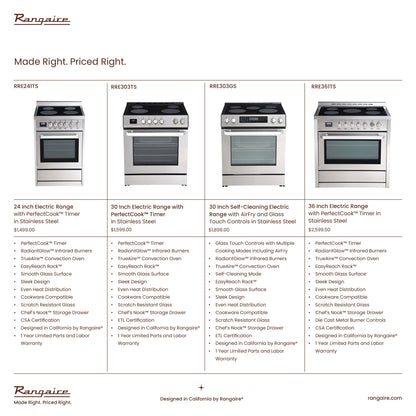 Cuisinière électrique Rangaire 24 po avec four à convection AirFry autonome en acier inoxydable RRE241TS