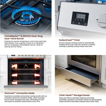 Cuisinière à gaz encastrable Rangaire 30" avec four à convection en acier inoxydable RRG303TS