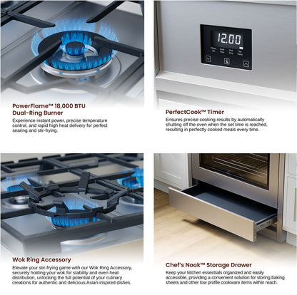 Cuisinière à gaz Rangaire 36" avec four à convection et four encastrable en acier inoxydable RRG361TS