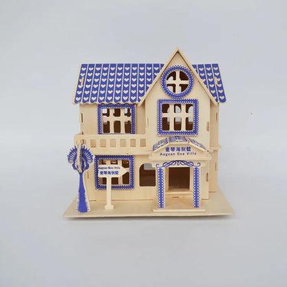 Puzzle 3D en bois - Modèle de maison (Villa Égéenne)