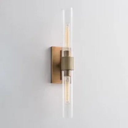 23" Brass Glass Wall Sconce 2-Light E12 Modern Vanity Light